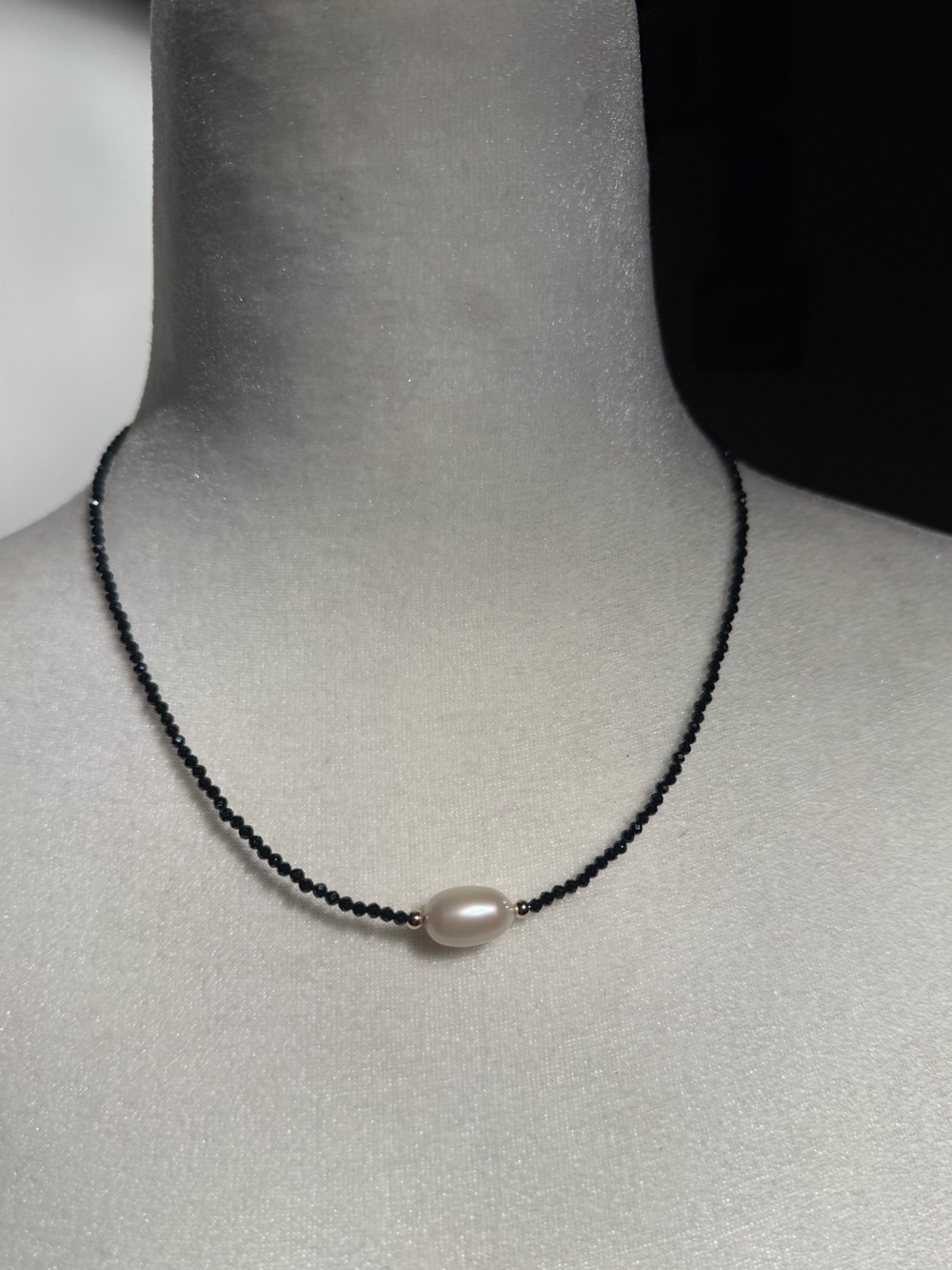 14K Gold Black Spinel & Freshwater Pearl Necklace – NWT